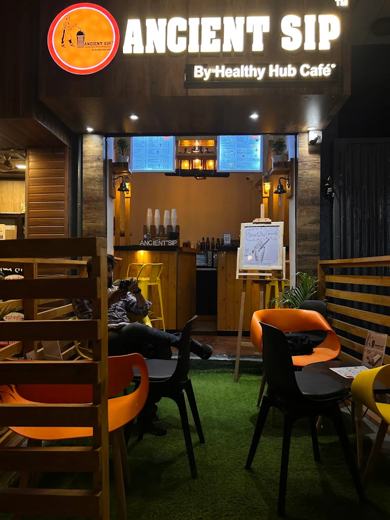 Welcoming seating and counter inside Ancient Sip