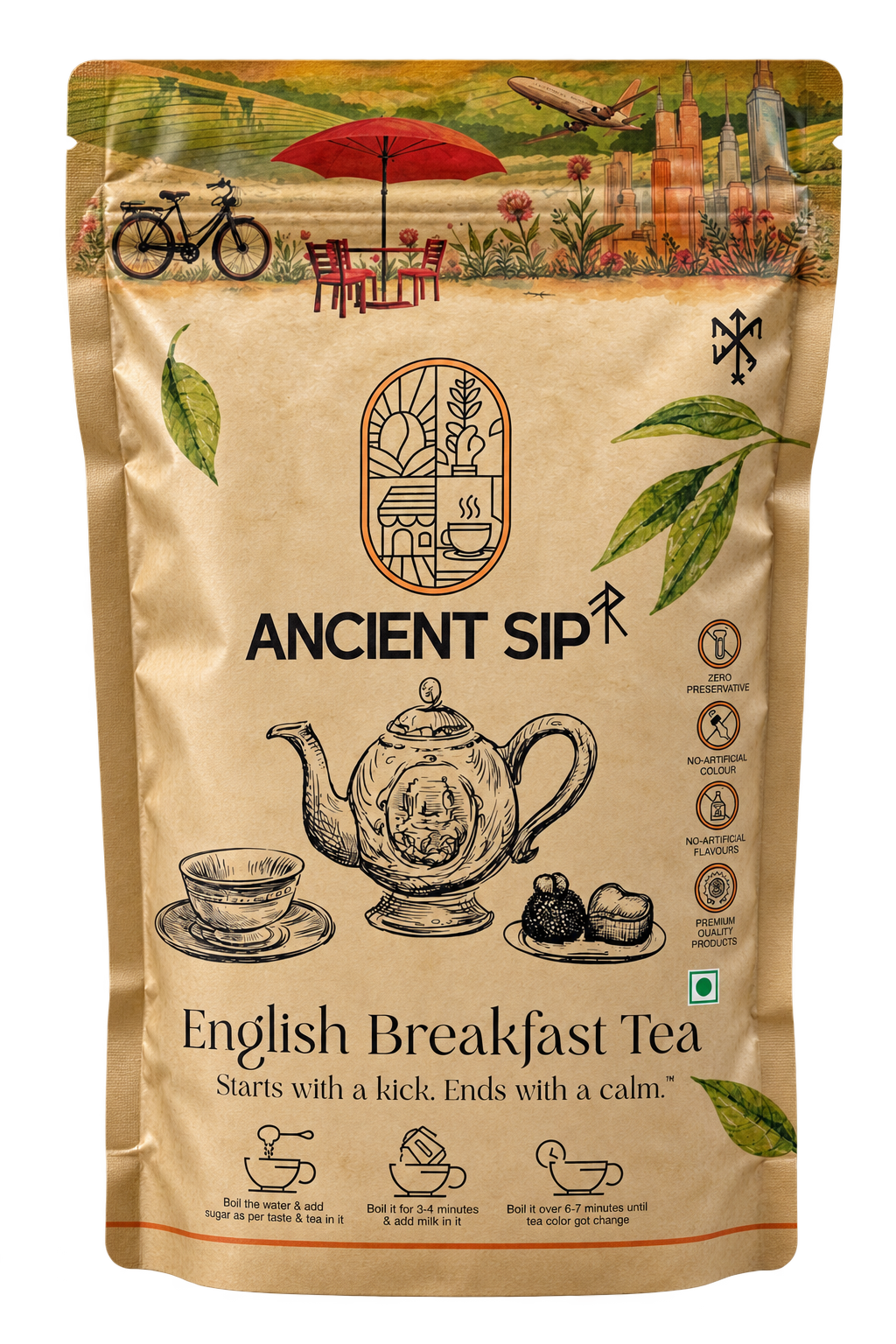 English Breakfast Tea packaging pouch